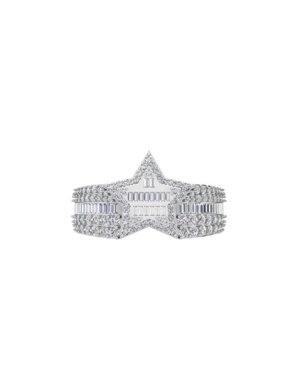 White Gold Star Shape Custom Diamond Ring