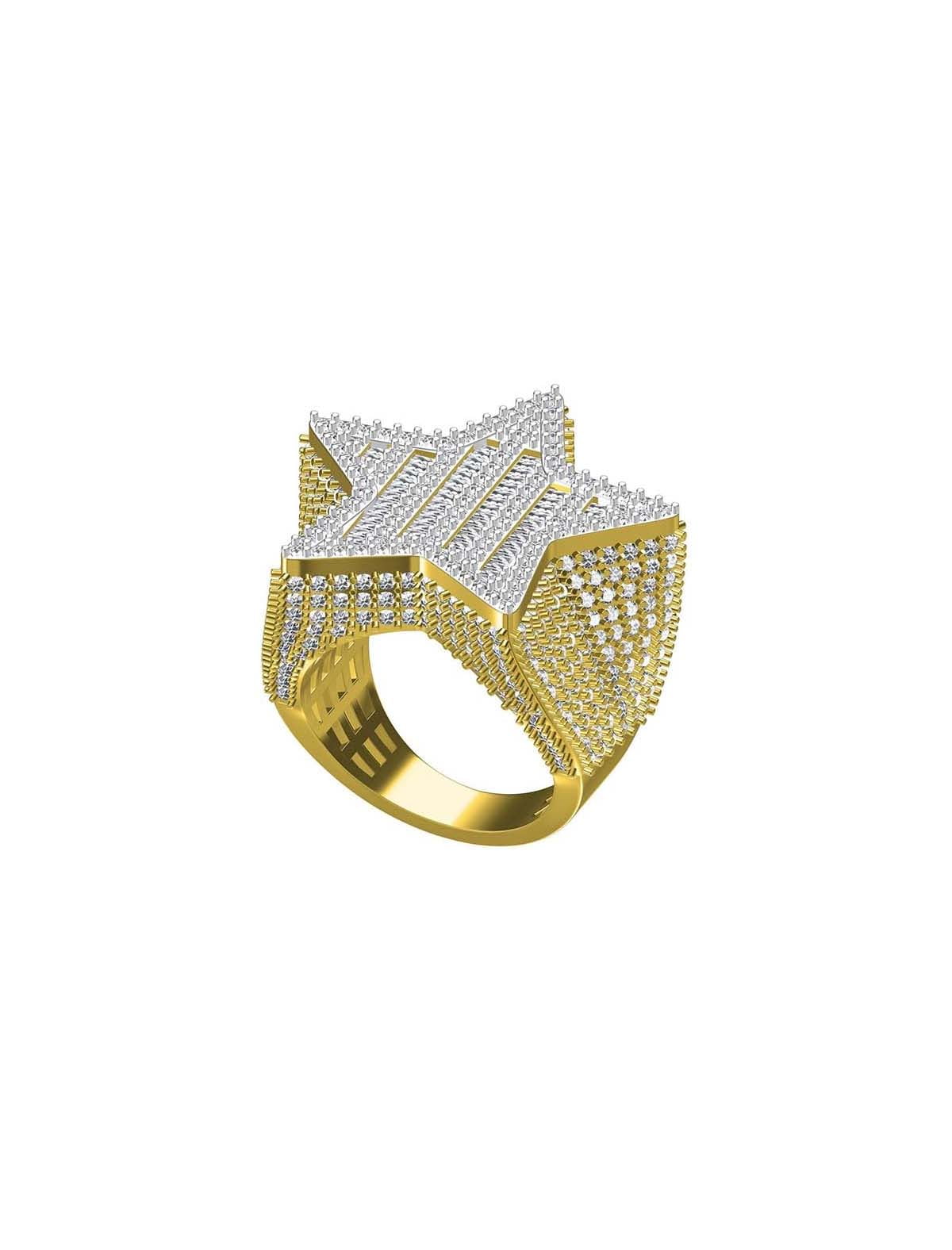Star Shape Custom Diamond Gold Ring for Women