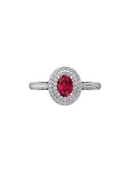 White Gold Custom Diamond Ruby Ring for Women
